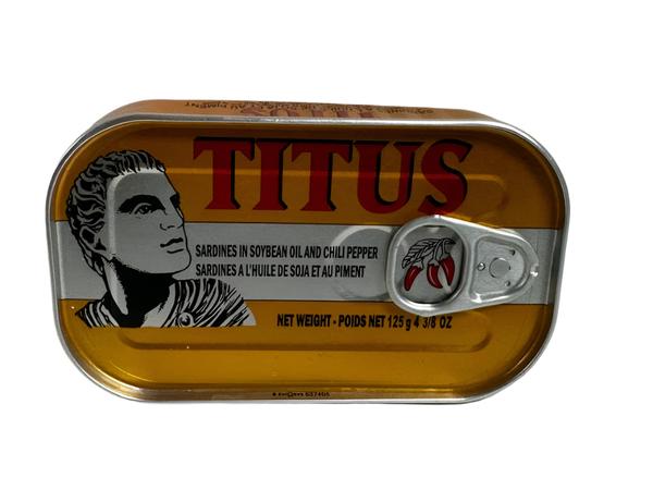 TITUS SARDINES IN SOYBEAN OIL AND CHILLI 125gm